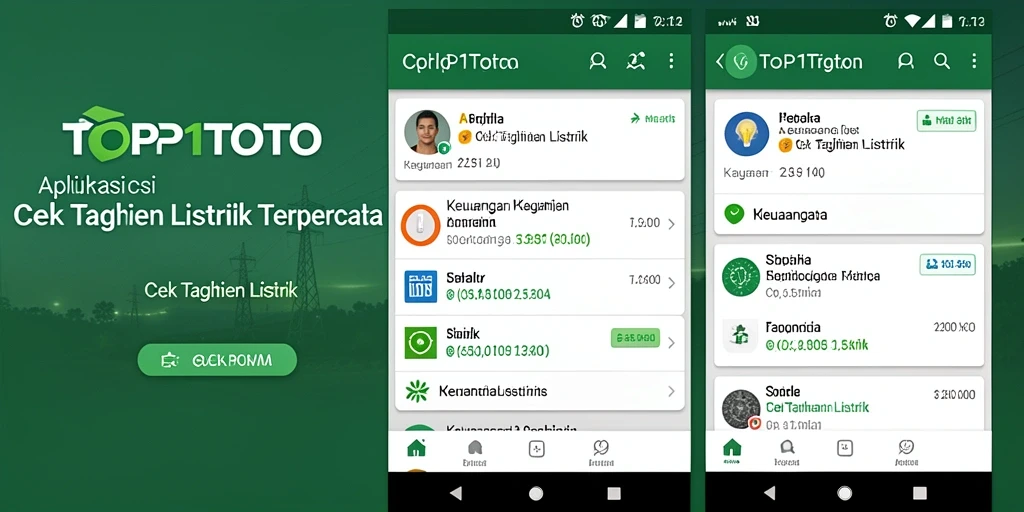 Tampilan antarmuka utama aplikasi Cek Tagihan Listrik TOP1TOTO