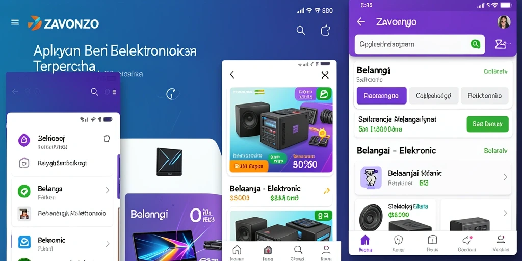 Antarmuka aplikasi ZAVONZO dengan pilihan produk elektronik yang beragam.