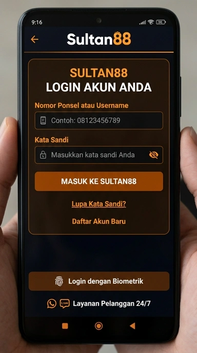 Tampilan halaman login sultan88